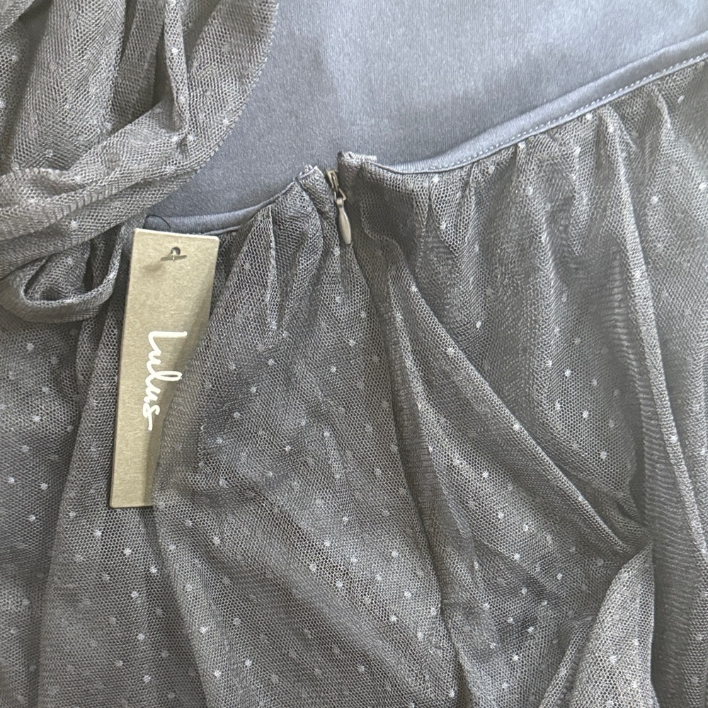 Lulu's Navy Tulle Maxi with Ruffle Cap Sleeves - Picture 7 of 11